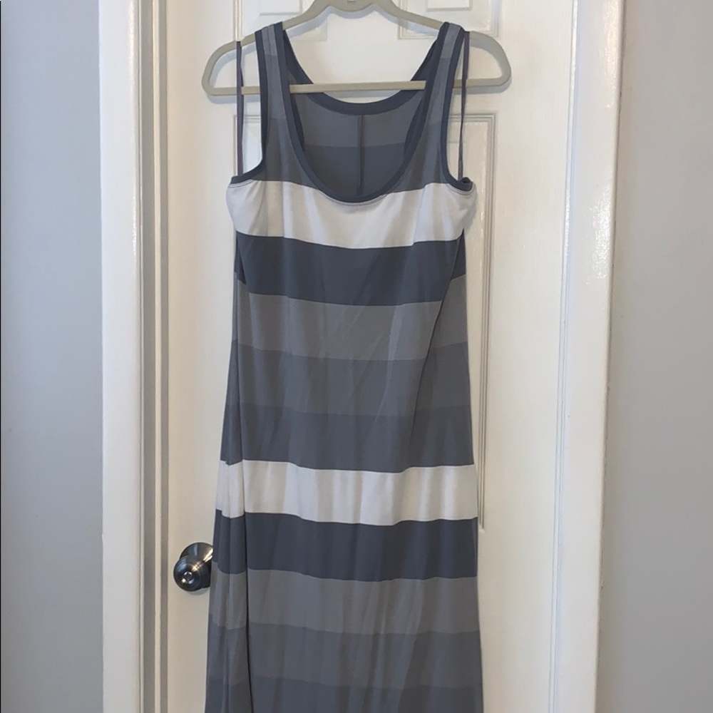 New York and Company gray white stripe maxi dress